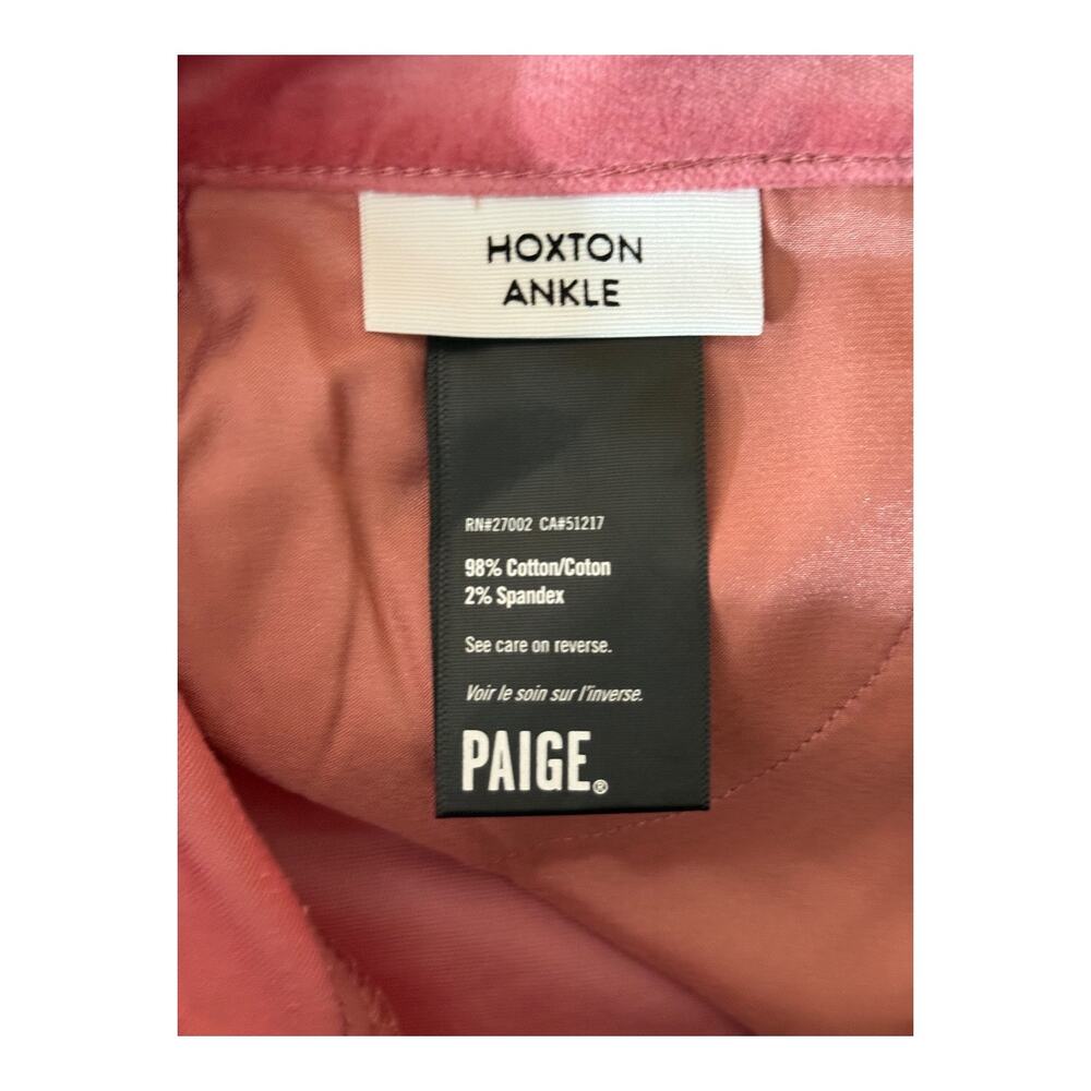 Paige Hoxton cropped Ankle Length high Rise velvet jeans dk pink size 24 - Picture 6 of 7